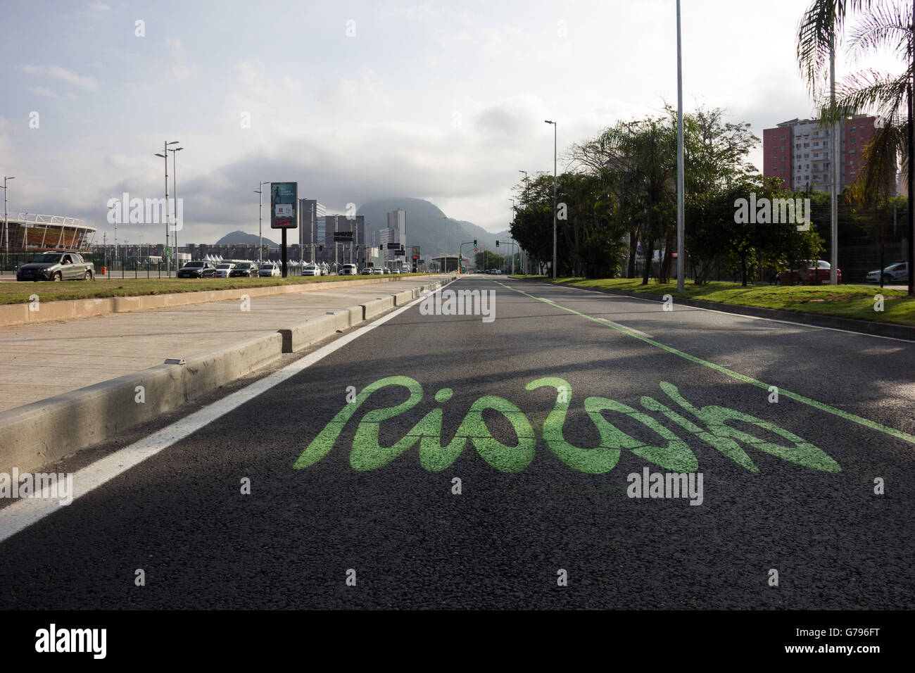 RIO DE JANEIRO, Brazil - 06/25/2016: OLYMPIC TRACK STARTS TO BE PAINTED ...