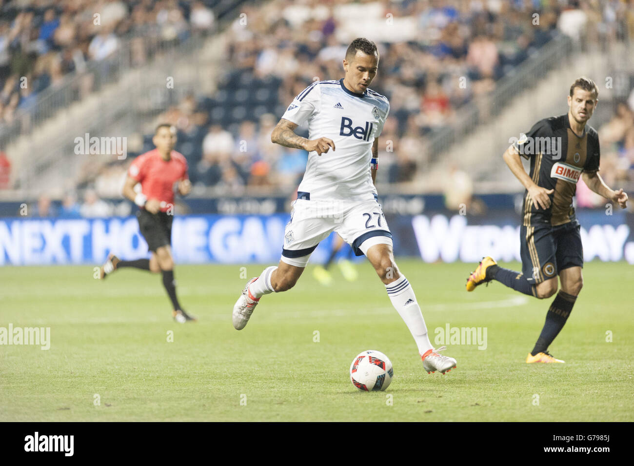 Chester, Pennsylvania, USA. 25th June, 2016. Whitecaps's BLAS PEREZ (27) in action against the Philadelphia Union during the match at Talen Energy Stadium in Chester Pennsylvania © Ricky Fitchett/ZUMA Wire/Alamy Live News Stock Photo