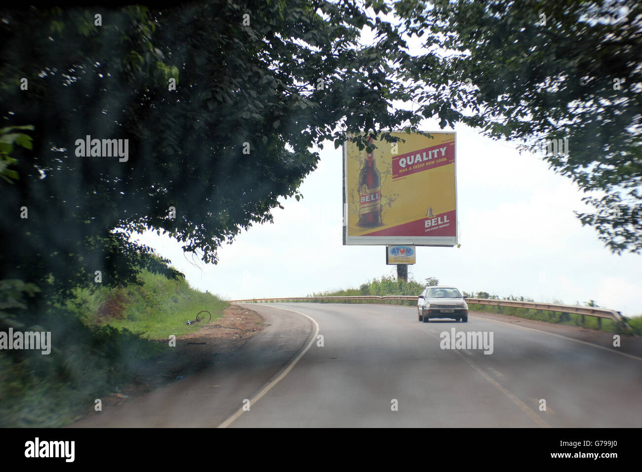 Jinja, Uganda. 25th, June, 2016. A motorist pictured on a misty Kampala
