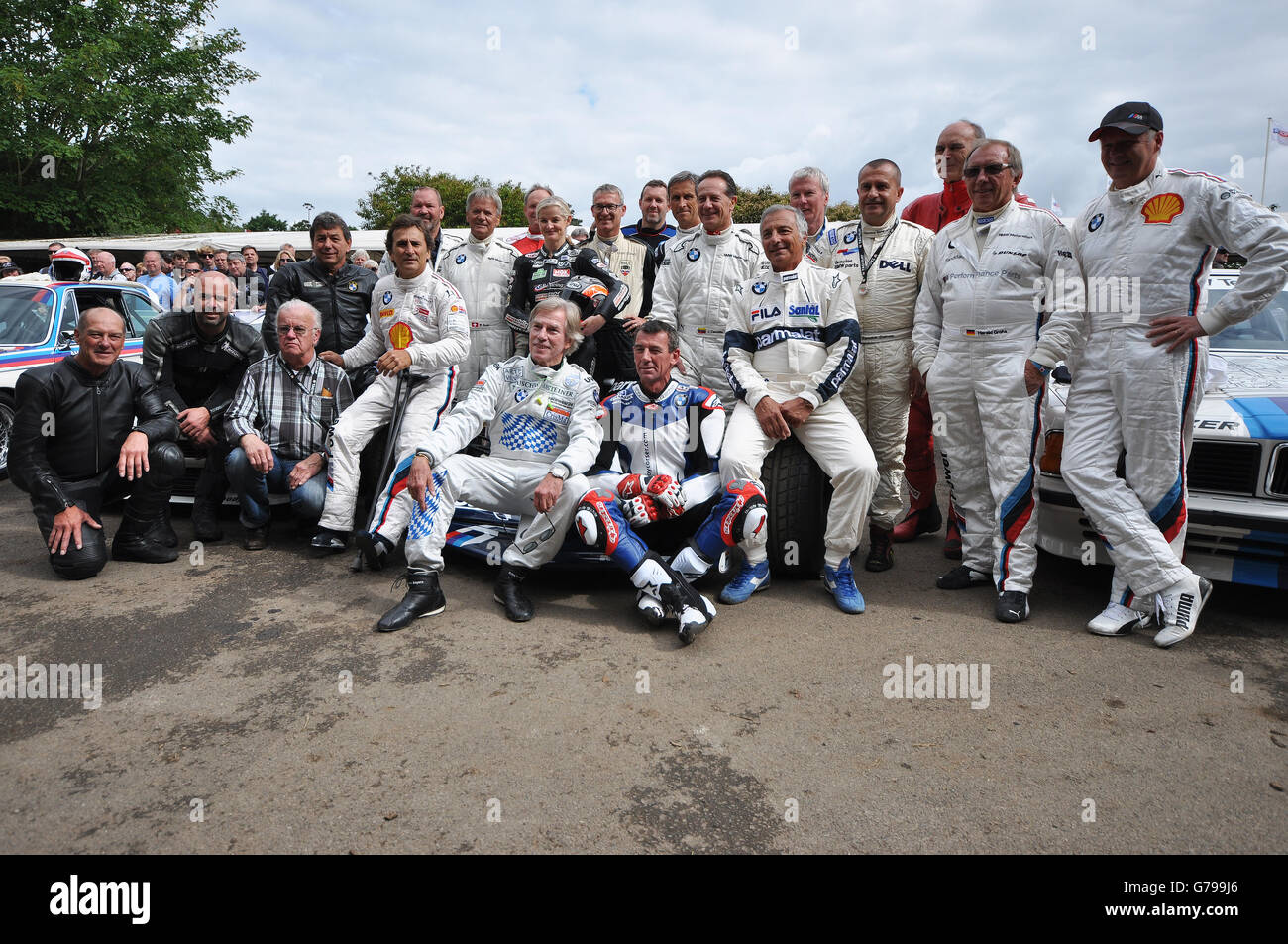 BMW drivers and riders at Goodwood Festival of Speed 2016. Celebration of BMW motorsport history Stock Photo