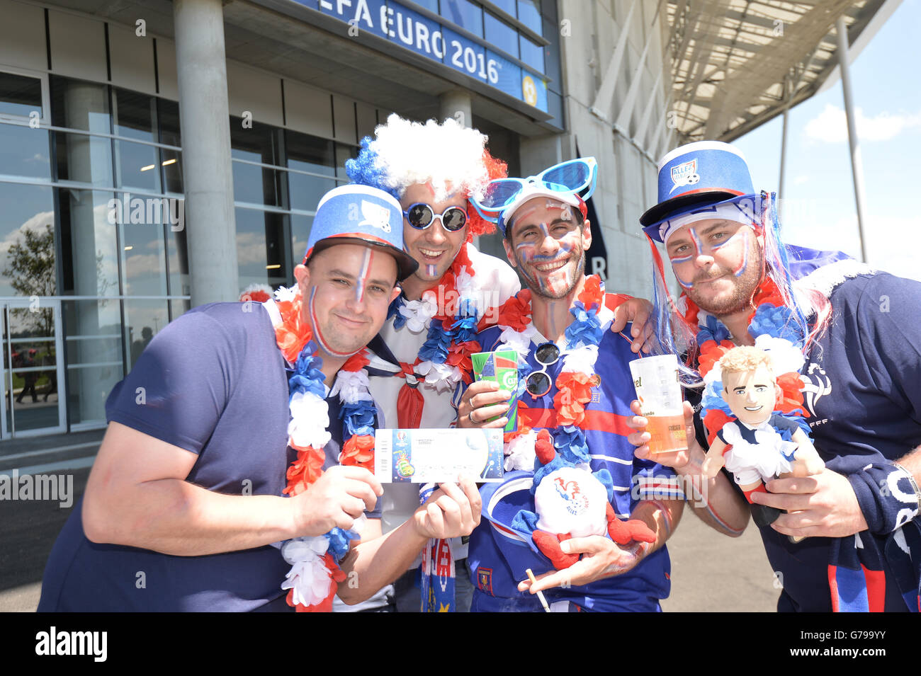 26.06.2016. Lyon, France. UEFA European 2016 Football Championships, last 16. France versus Republic of Ireland.  Supporters of France in Fancy dress Stock Photo