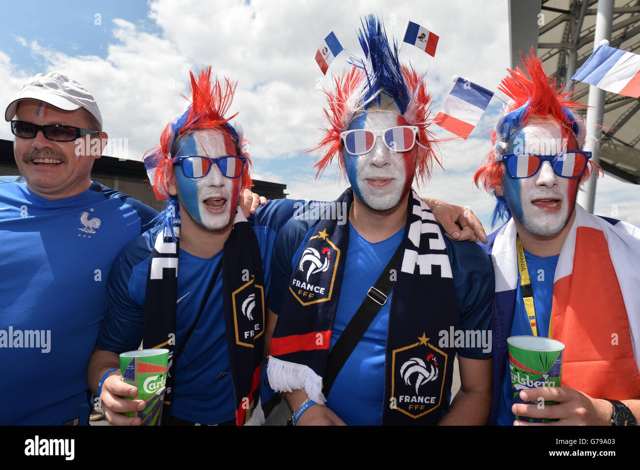 26.06.2016. Lyon, France. UEFA European 2016 Football Championships, last 16. France versus Republic of Ireland.  Supporters of France in Fancy dress Stock Photo
