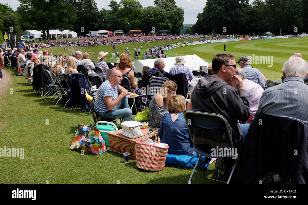 Arundel West Sussex UK 26th June 2016 - People enjoy picnics at Arundel Castle cricket ground in warm sunny weather today after the vote to leave the European Union has left Britain split  Credit:  Simon Dack/Alamy Live News Stock Photo