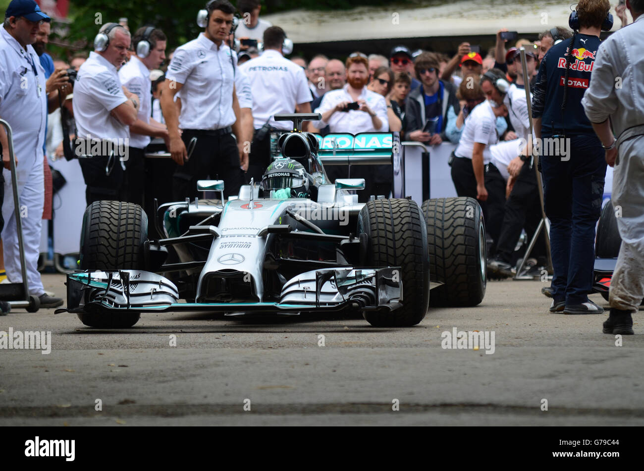 Mercedes F1 team at Goodwood Festival of Speed Stock Photo