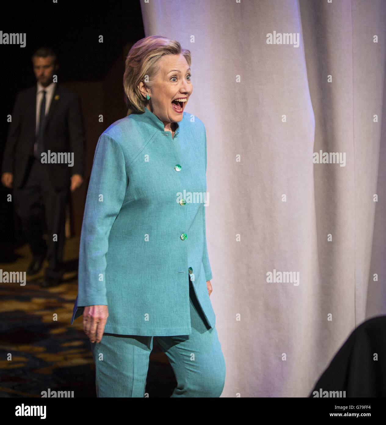 Indianapolis, Indiana, USA. 26th June, 2016. Presumptive Democratic presidential nominee HILLARY CLINTON spoke at the U.S. Conference of Mayors in Indianapolis, Indiana on Sunday, June 26, 2016 Credit:  Lora Olive/ZUMA Wire/Alamy Live News Stock Photo