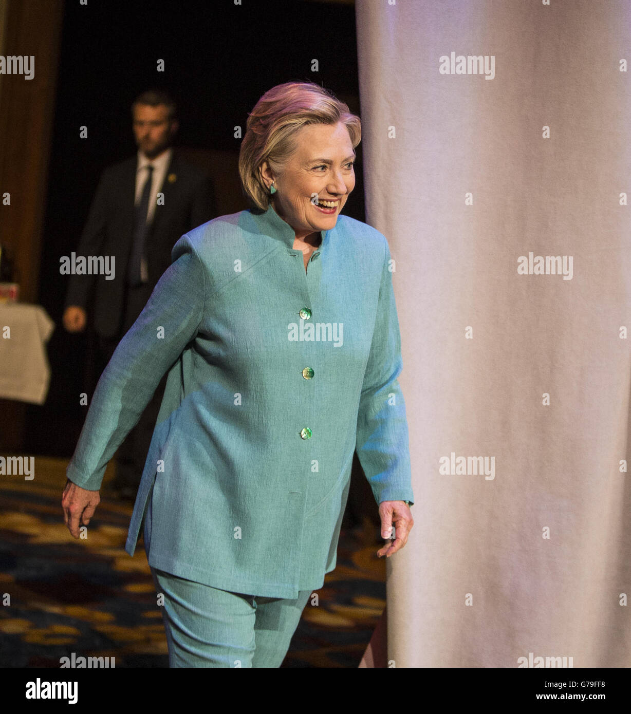 Indianapolis, Indiana, USA. 26th June, 2016. Presumptive Democratic presidential nominee HILLARY CLINTON spoke at the U.S. Conference of Mayors in Indianapolis, Indiana on Sunday, June 26, 2016 Credit:  Lora Olive/ZUMA Wire/Alamy Live News Stock Photo