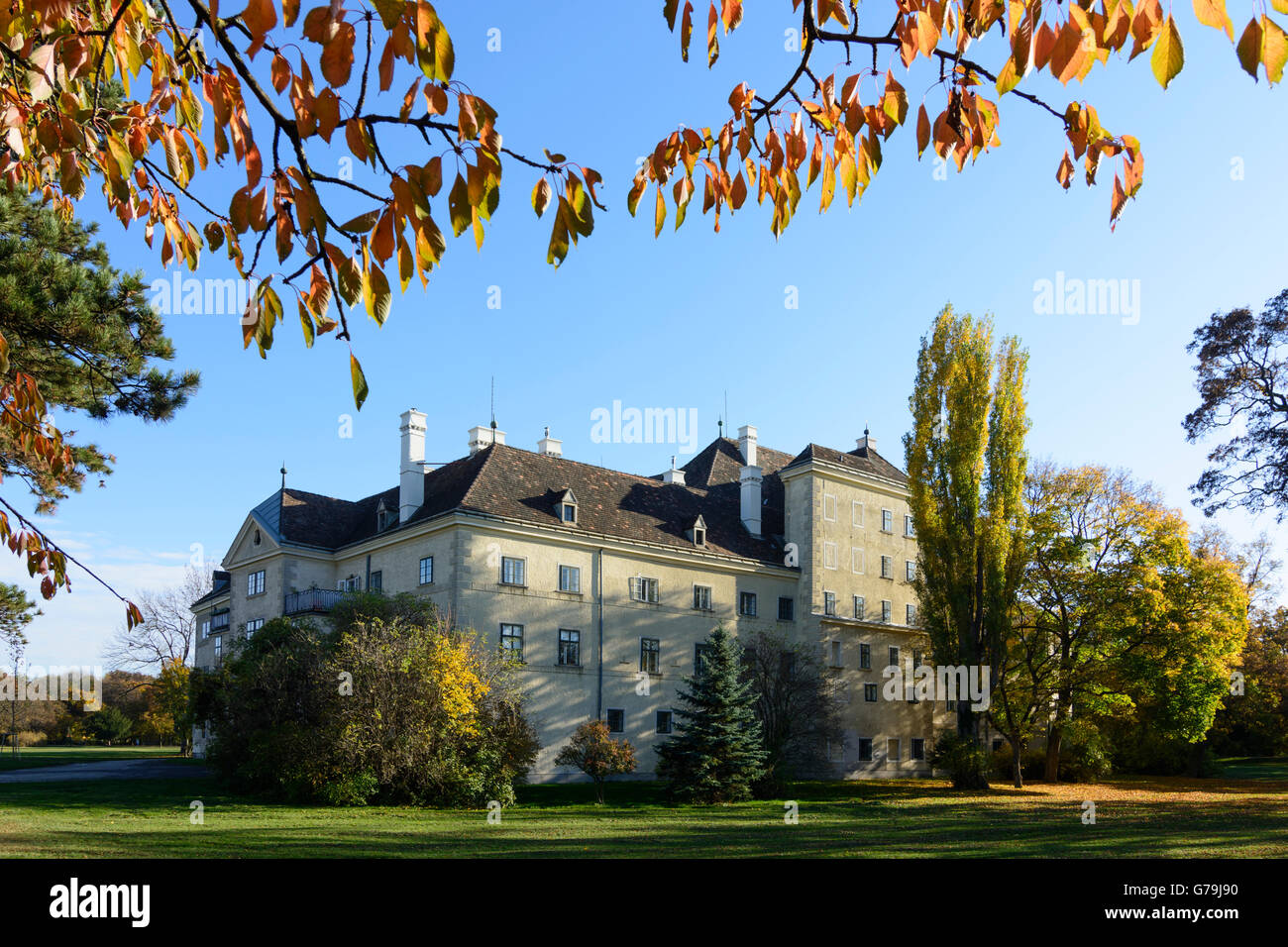 Schlosspark Laxenburg with the Old Castle, Laxenburg, Austria, Niederösterreich, Lower Austria, Wienerwald, Vienna Woods Stock Photo