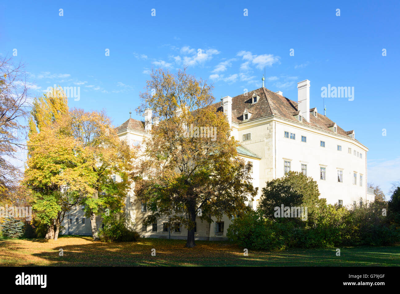 Schlosspark Laxenburg with the Old Castle, Laxenburg, Austria, Niederösterreich, Lower Austria, Wienerwald, Vienna Woods Stock Photo