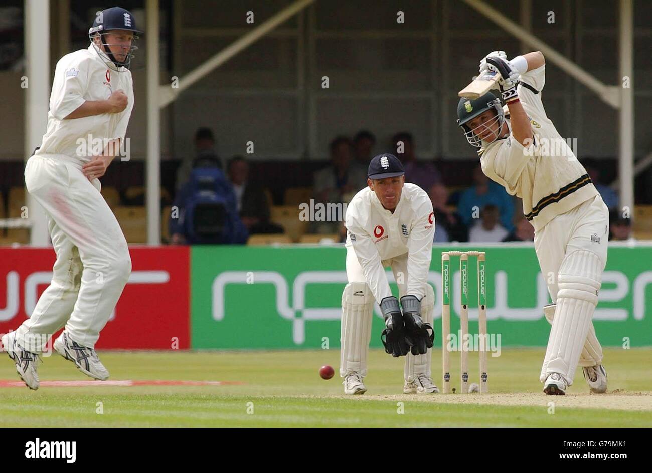 Boeta Dippenaar of South Africa bats against England during the third day of the npower Test at Edgbaston. Stock Photo