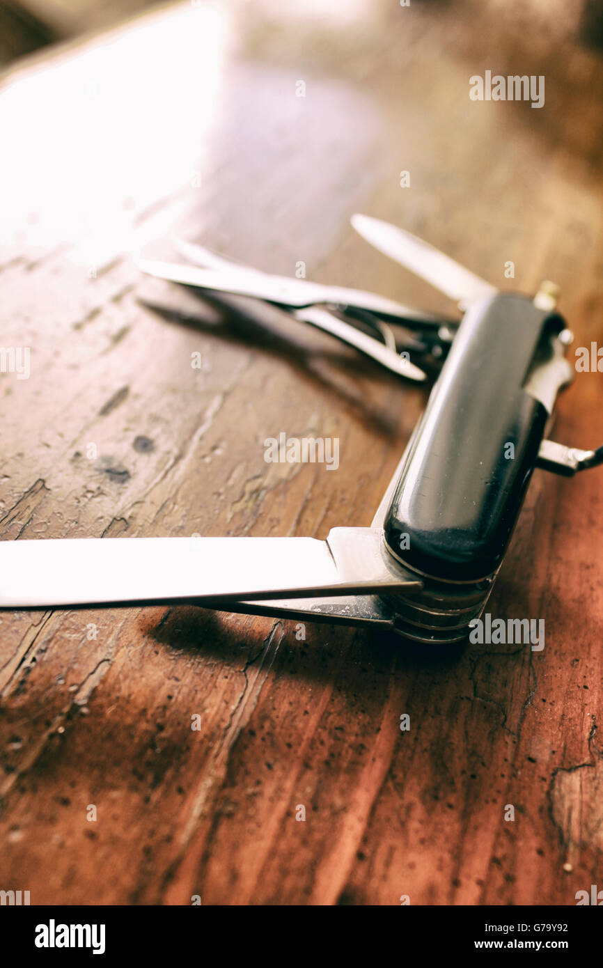 Photograph of a swiss style knife Stock Photo