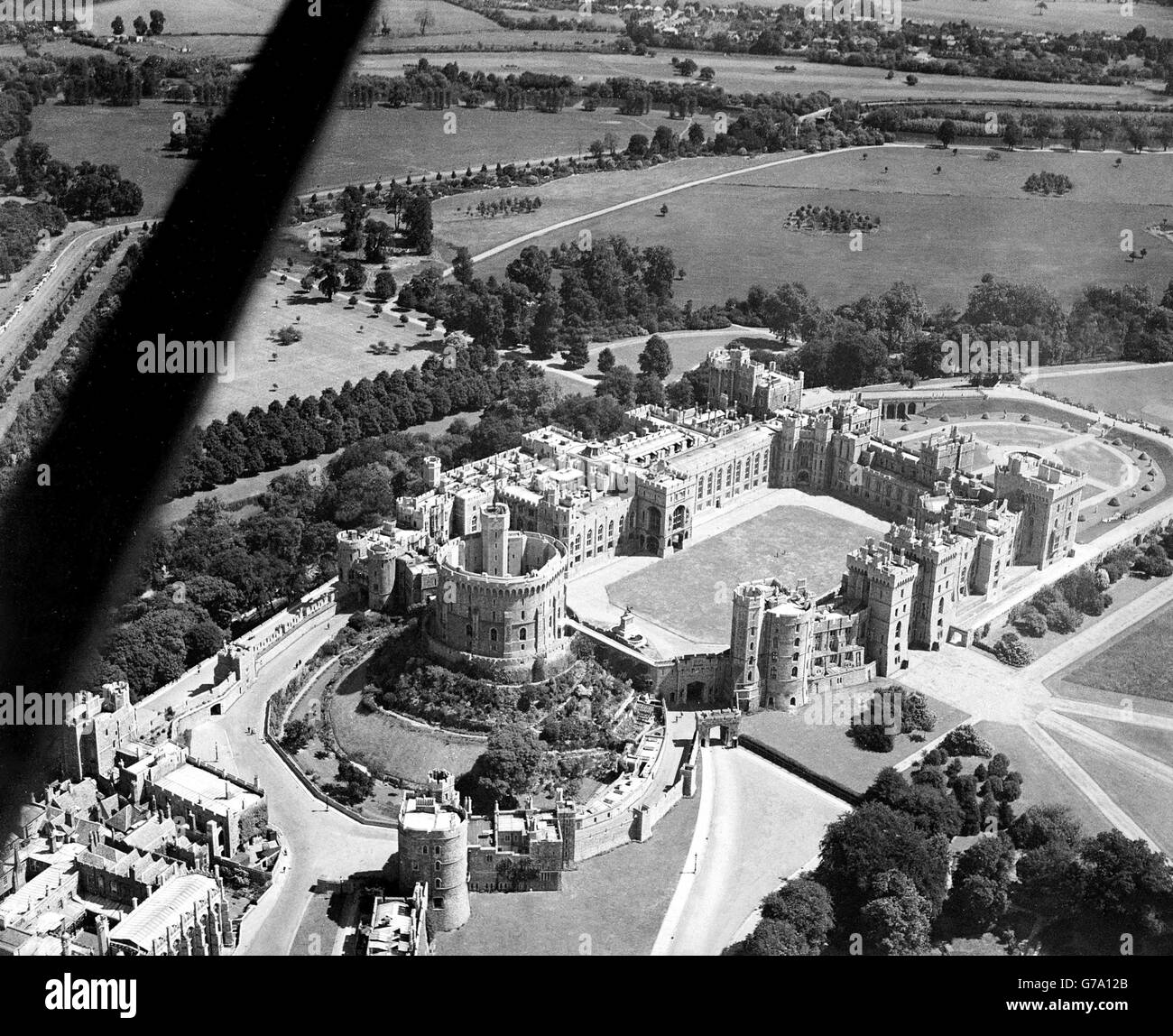 Royalty Windsor Castle Berkshire. Aerial view of Windsor Castle
