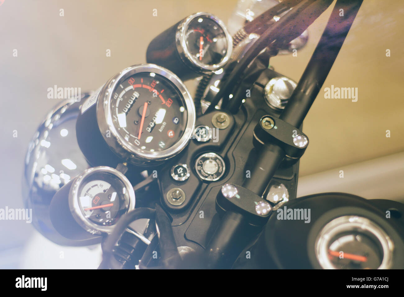 Photograph of a motorcycle instrument panel Stock Photo - Alamy