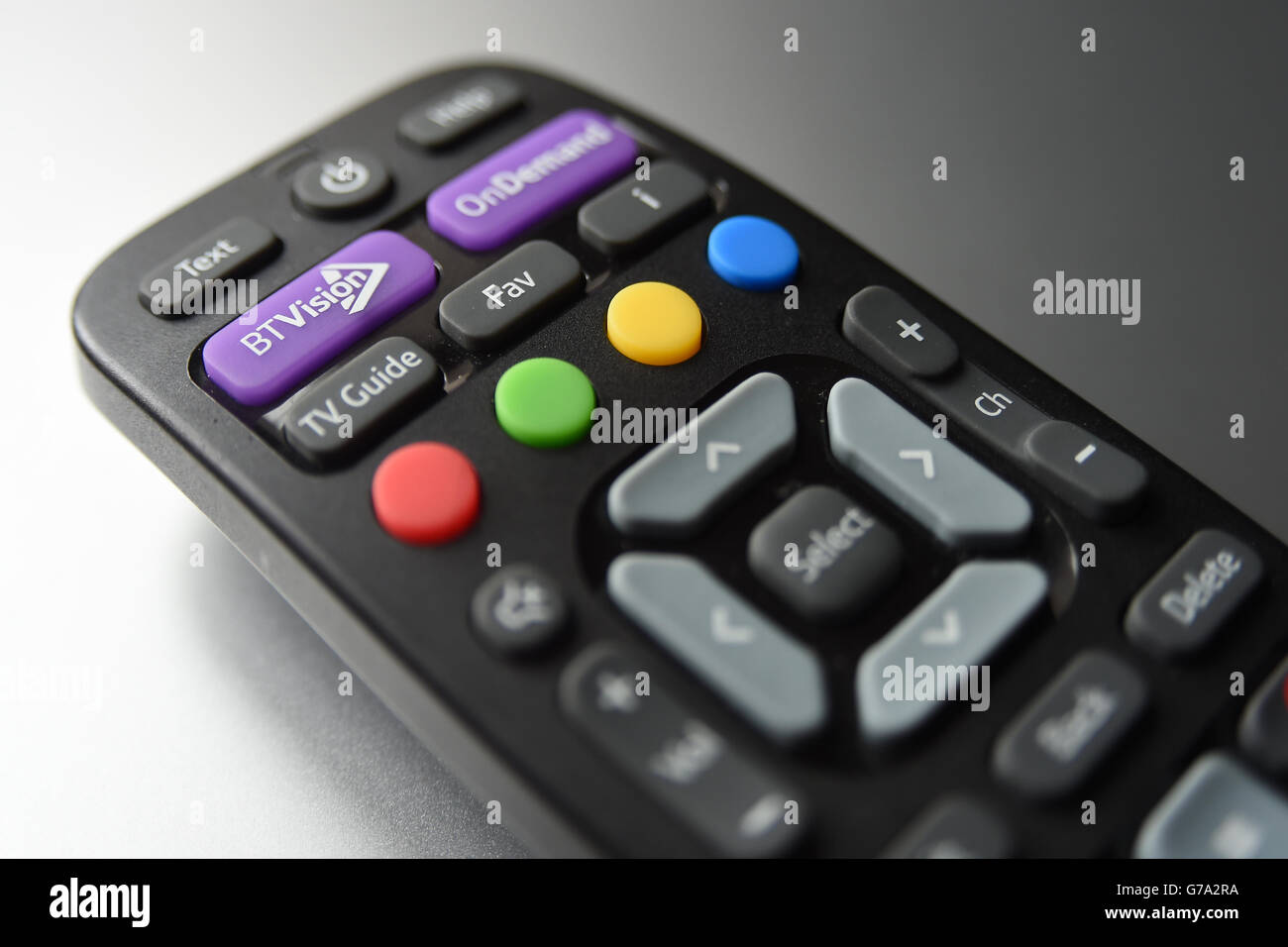 General view of a BT Vision remote control. General view of a BT Vision