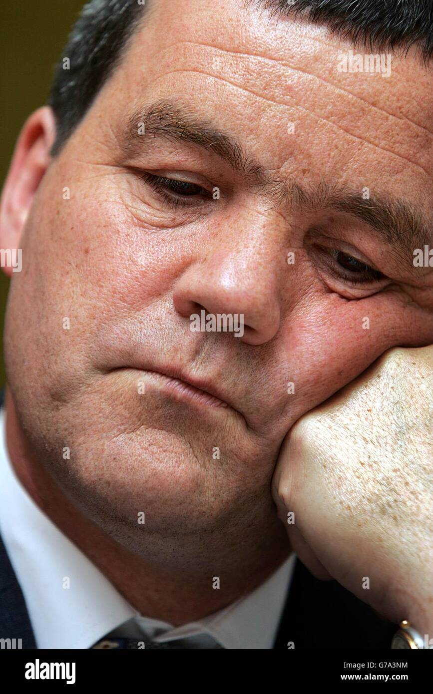 Education Minister Noel Dempsey answers questions from the media, during the launch of the National Parents Council Helpline at the NPC offices, Glasnevin Business Park, Dublin. Stock Photo