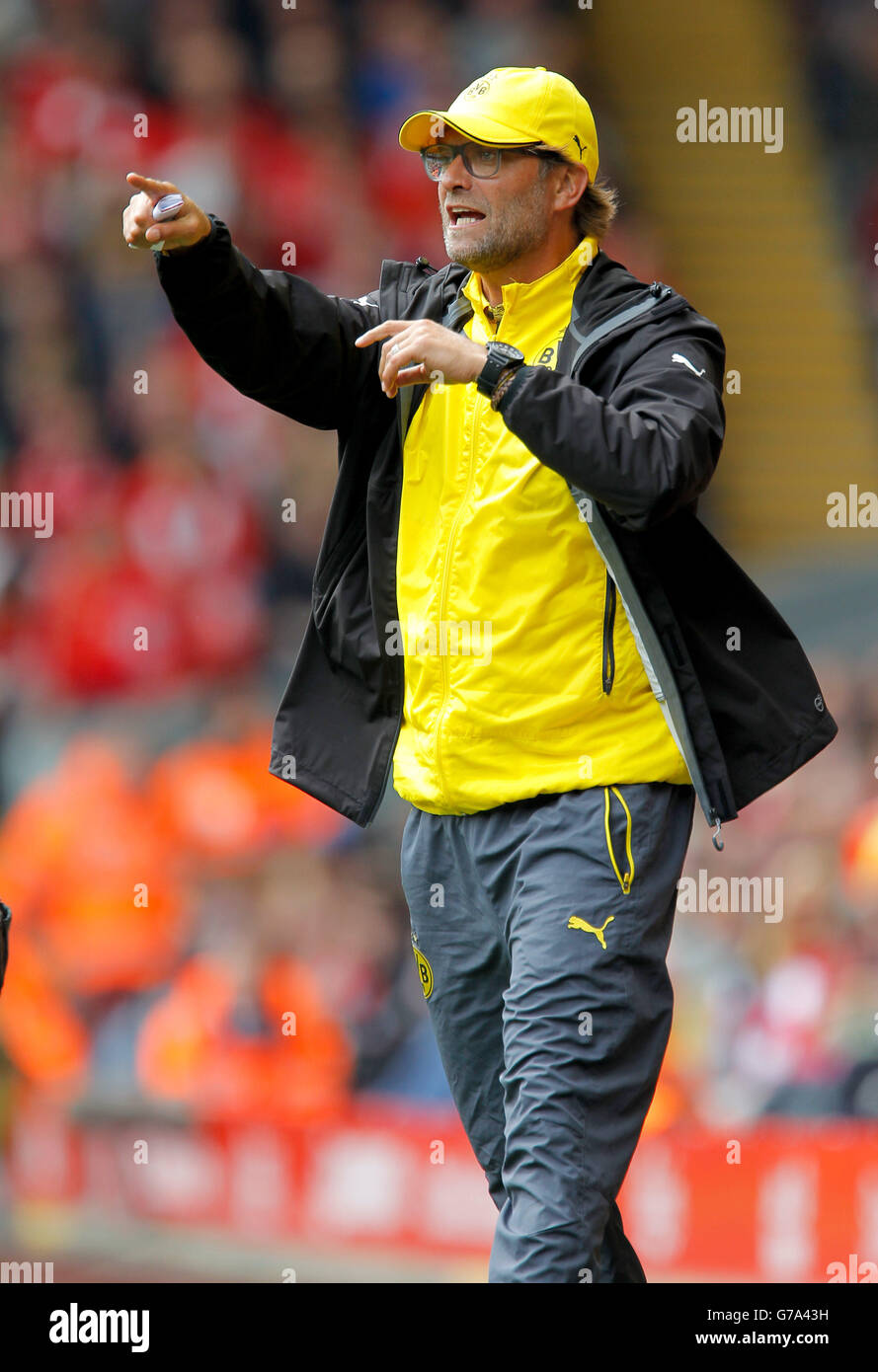 Dortmund manager Jurgen Klopp during the Pre-Season friendly match at Anfield Stadium, Liverpool. Stock Photo