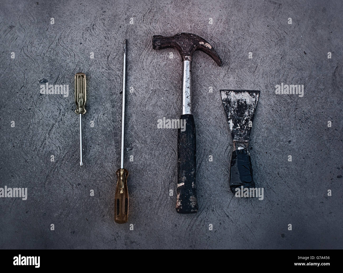 photograph-of-some-tools-on-a-concrete-floor-stock-photo-alamy