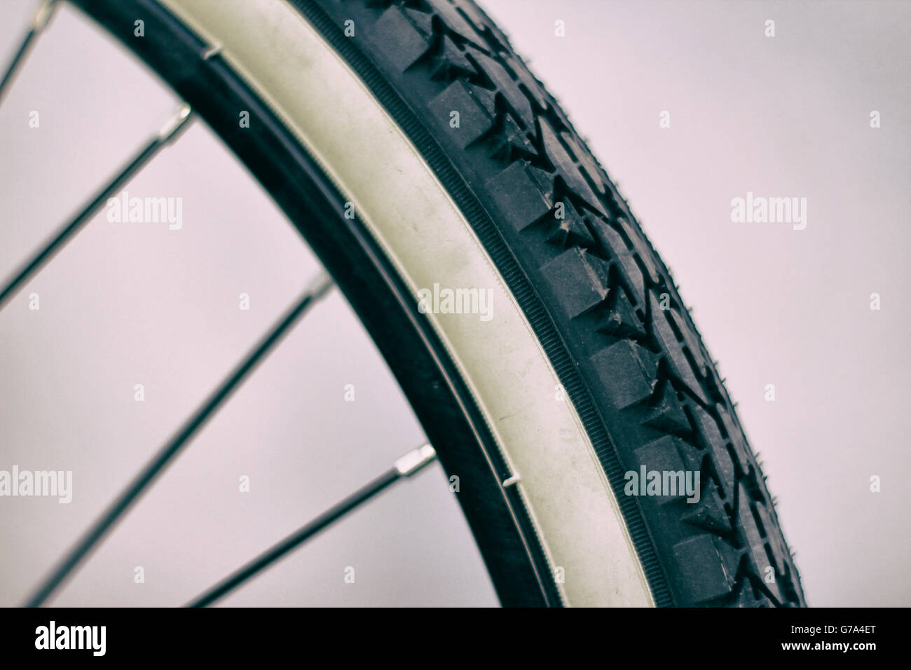 Photograph of a bicycle tire closeup Stock Photo