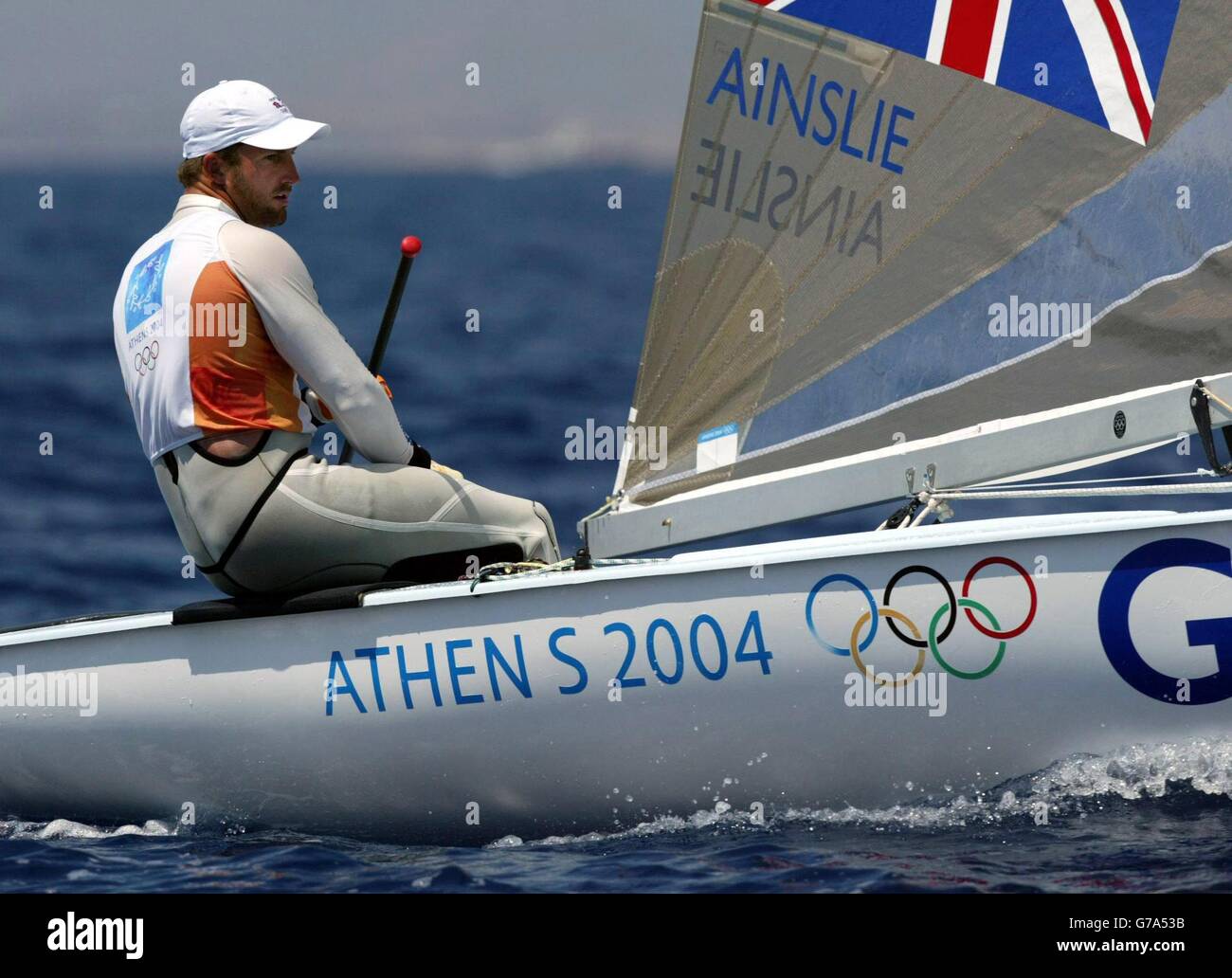 Finn Class. British sailor Ben Ainslie competes in the Finn Class at