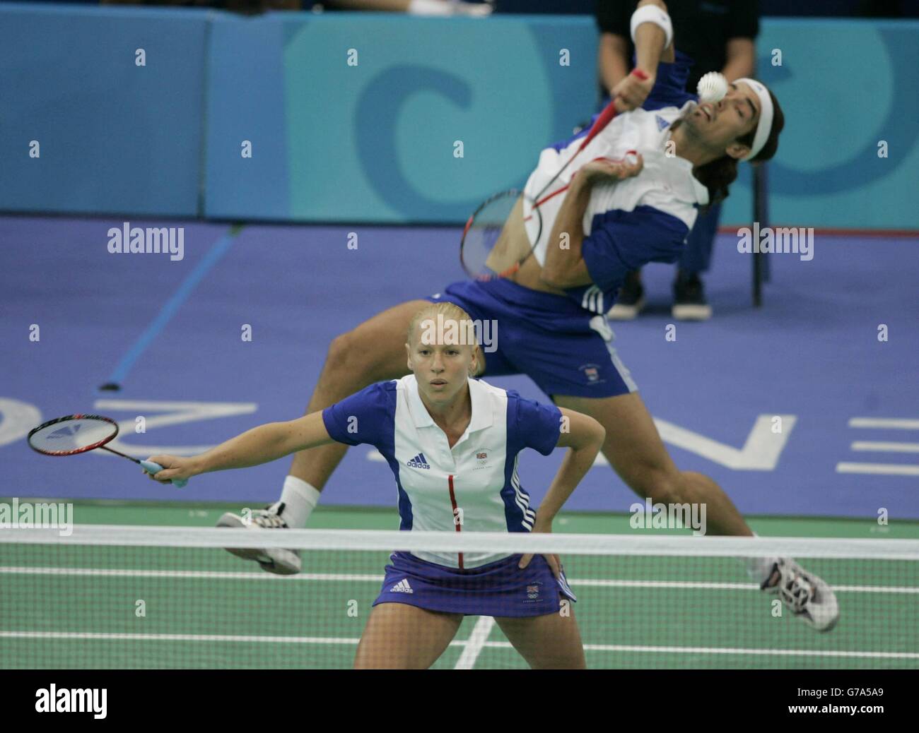 Badminton Mixed Doubles Stock Photo