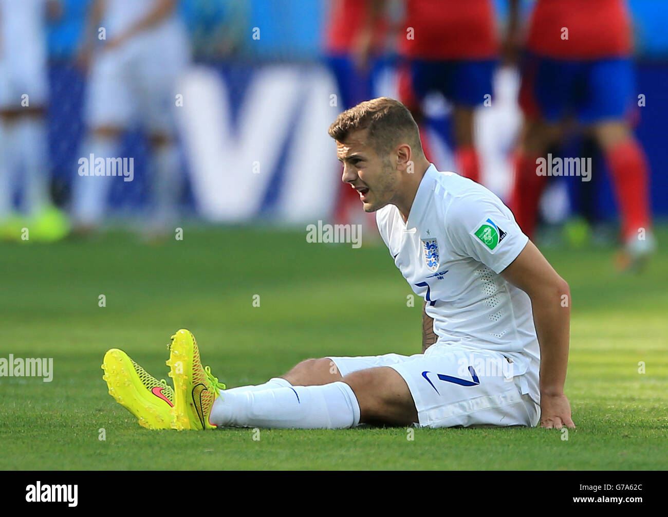 England's Jack Wilshere looks dejected during the FIFA World Cup, Group D match at the Estadio Mineirao, Belo Horizonte, Brazil. Stock Photo