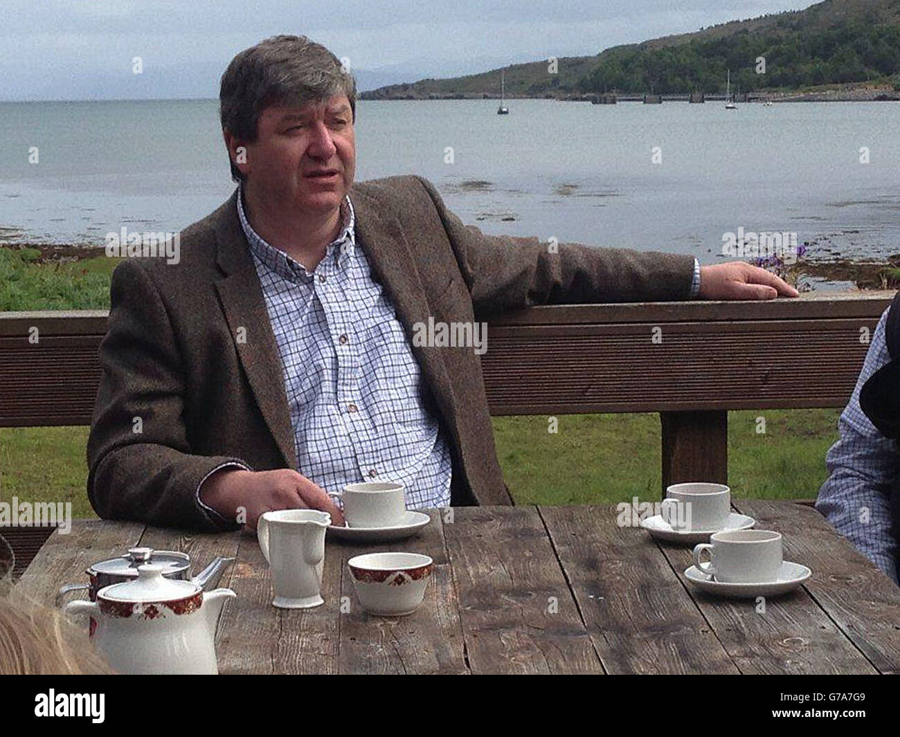 MP for Orkney and Shetland Alistair Carmichael during a visit to the Scottish islands of Rum and Eigg. Stock Photo