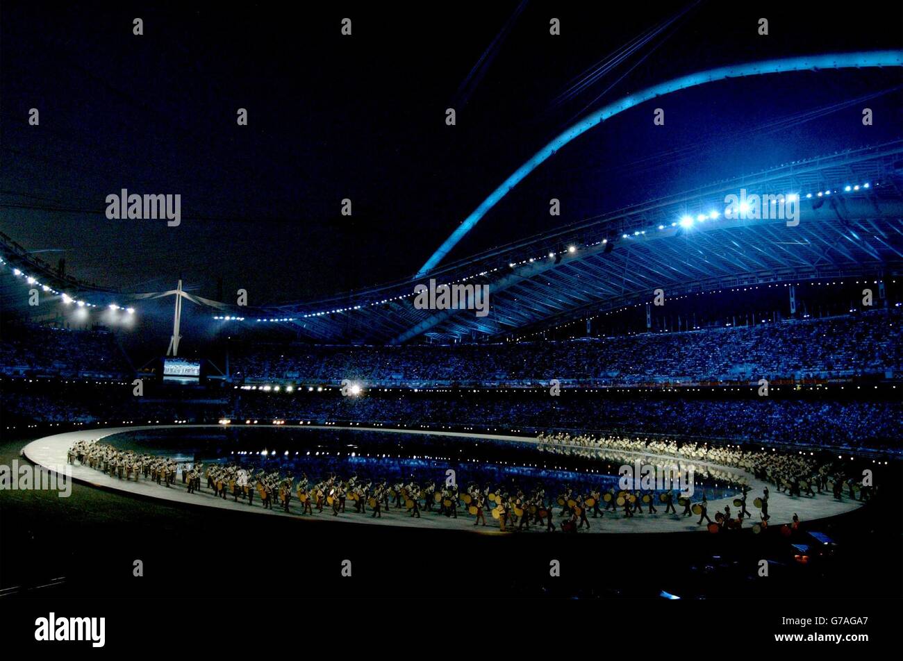 General view of the Opening Ceremony, at the Olympic Games 2004 in Athens, Greece. Stock Photo