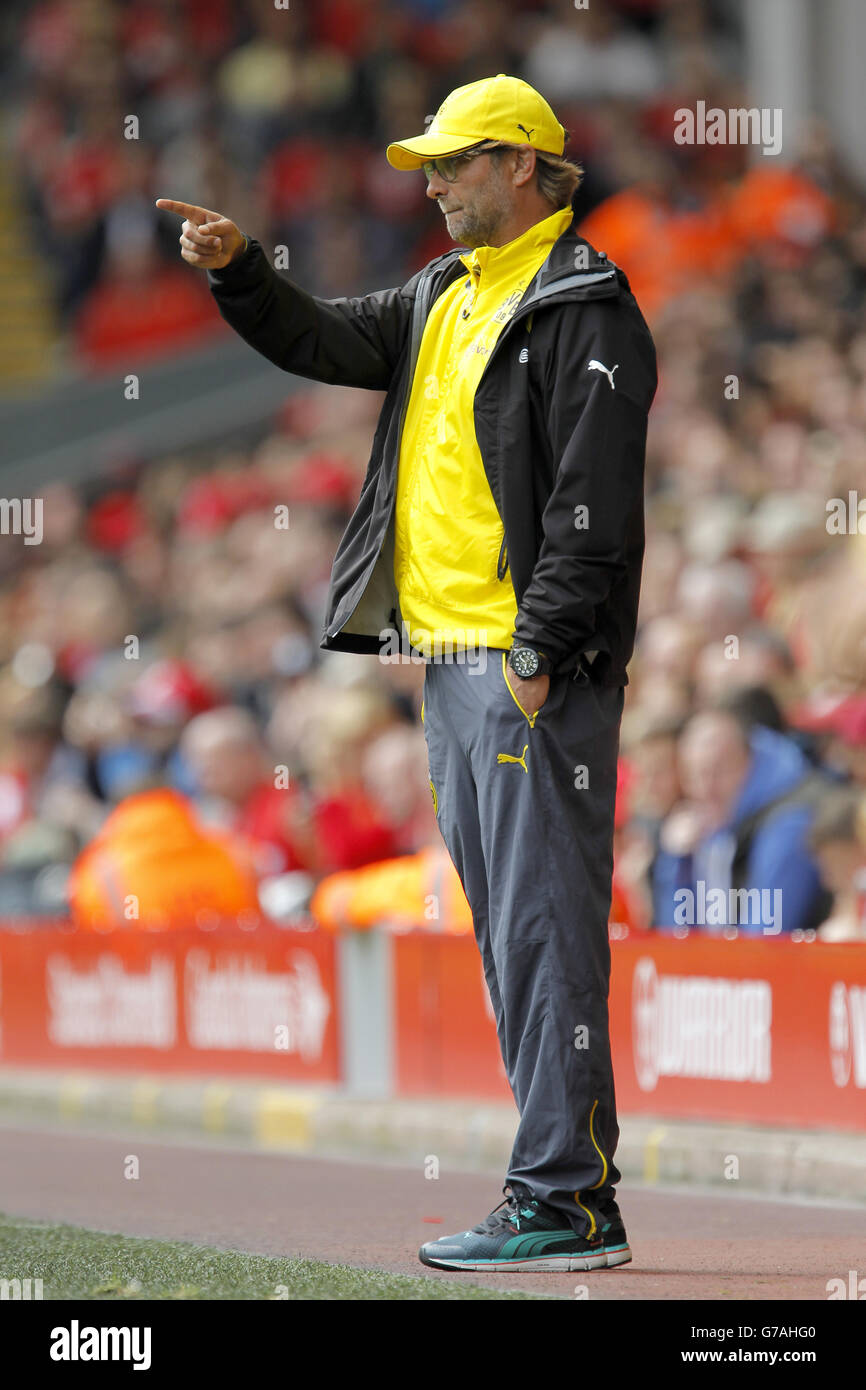 Borussia Dortmund manager Jurgen Klopp gestures on the touchline Stock Photo