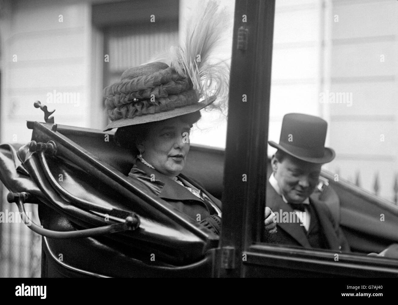 Home Secretary Winston Churchill with his mother, Mrs CornwallisWest