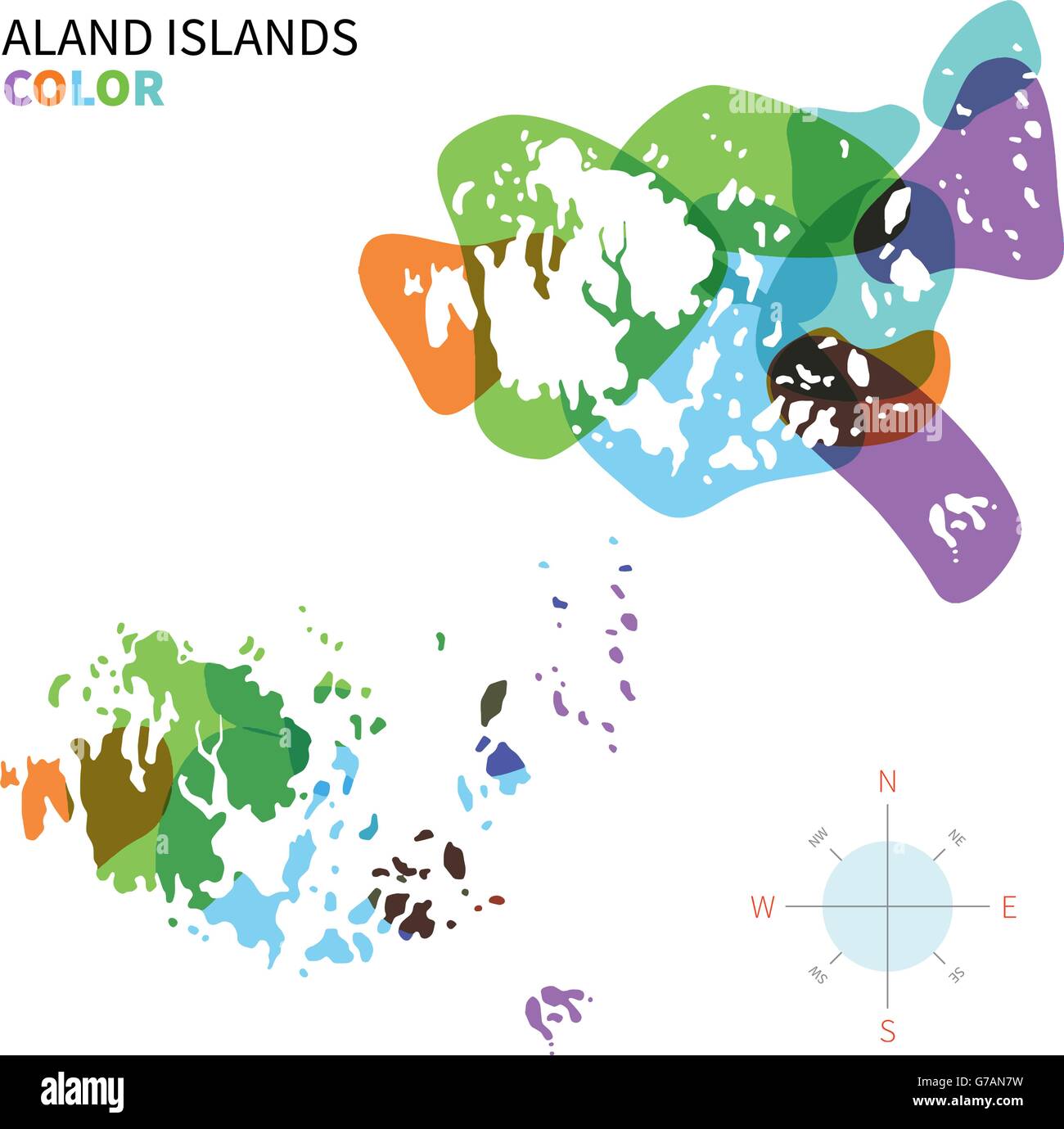 Abstract vector colored map of Aland Islands Stock Vector