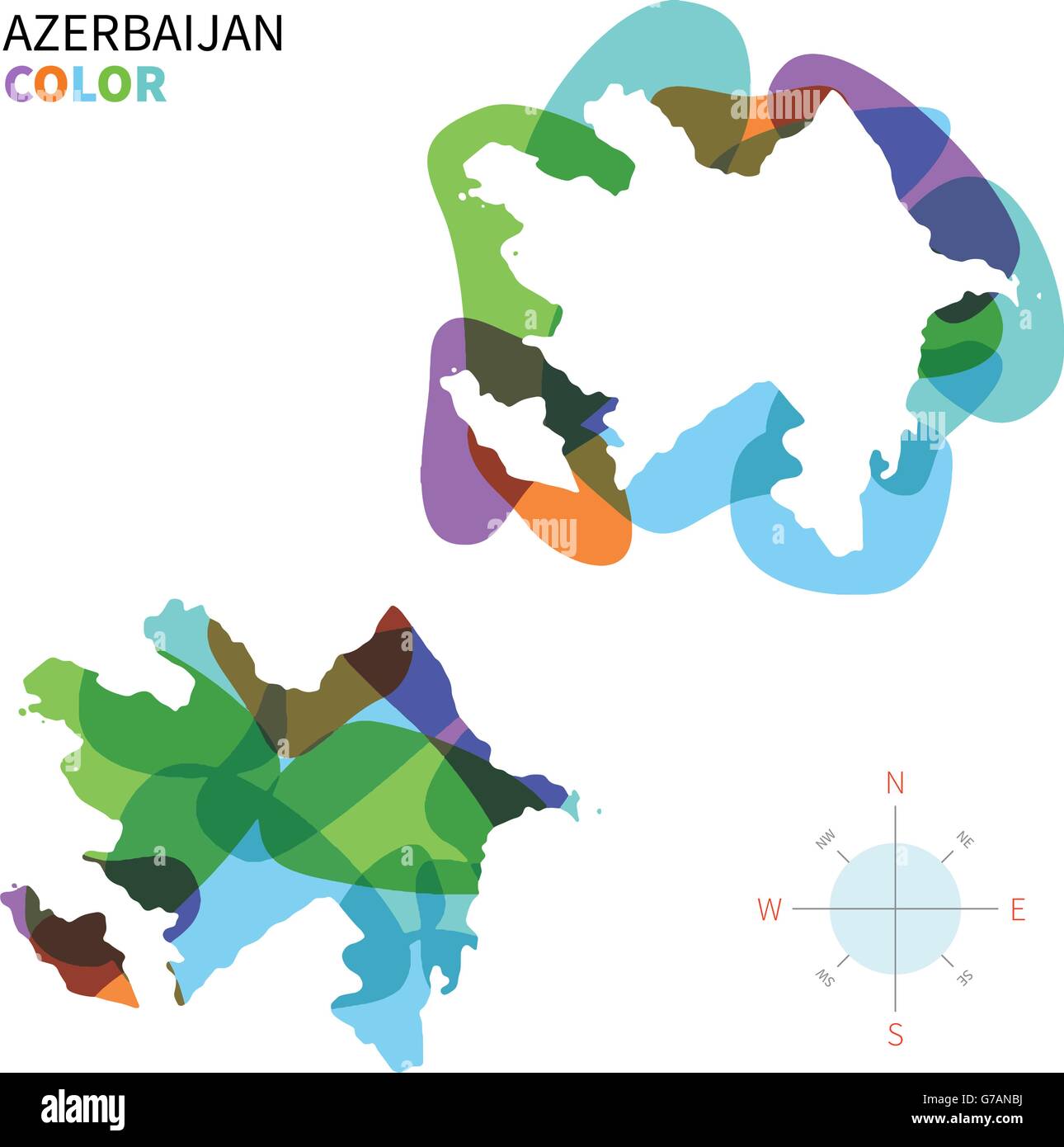 Abstract vector color map of Azerbaijan Stock Vector