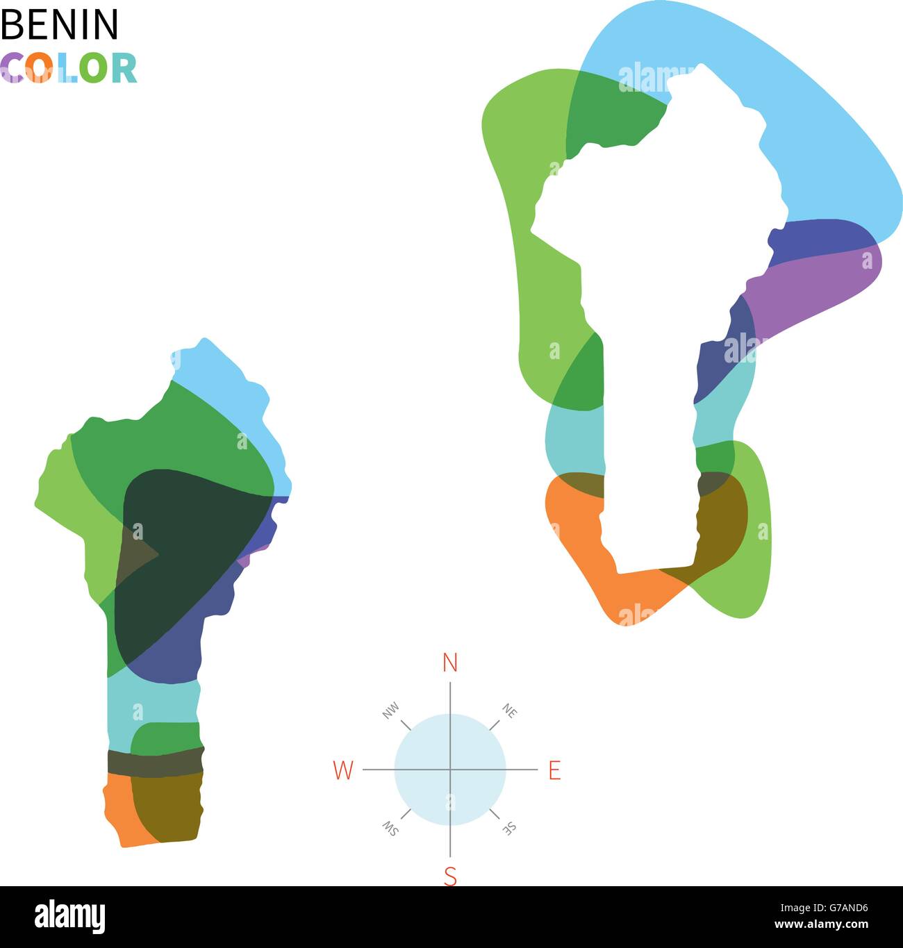 Abstract vector color map of Benin Stock Vector