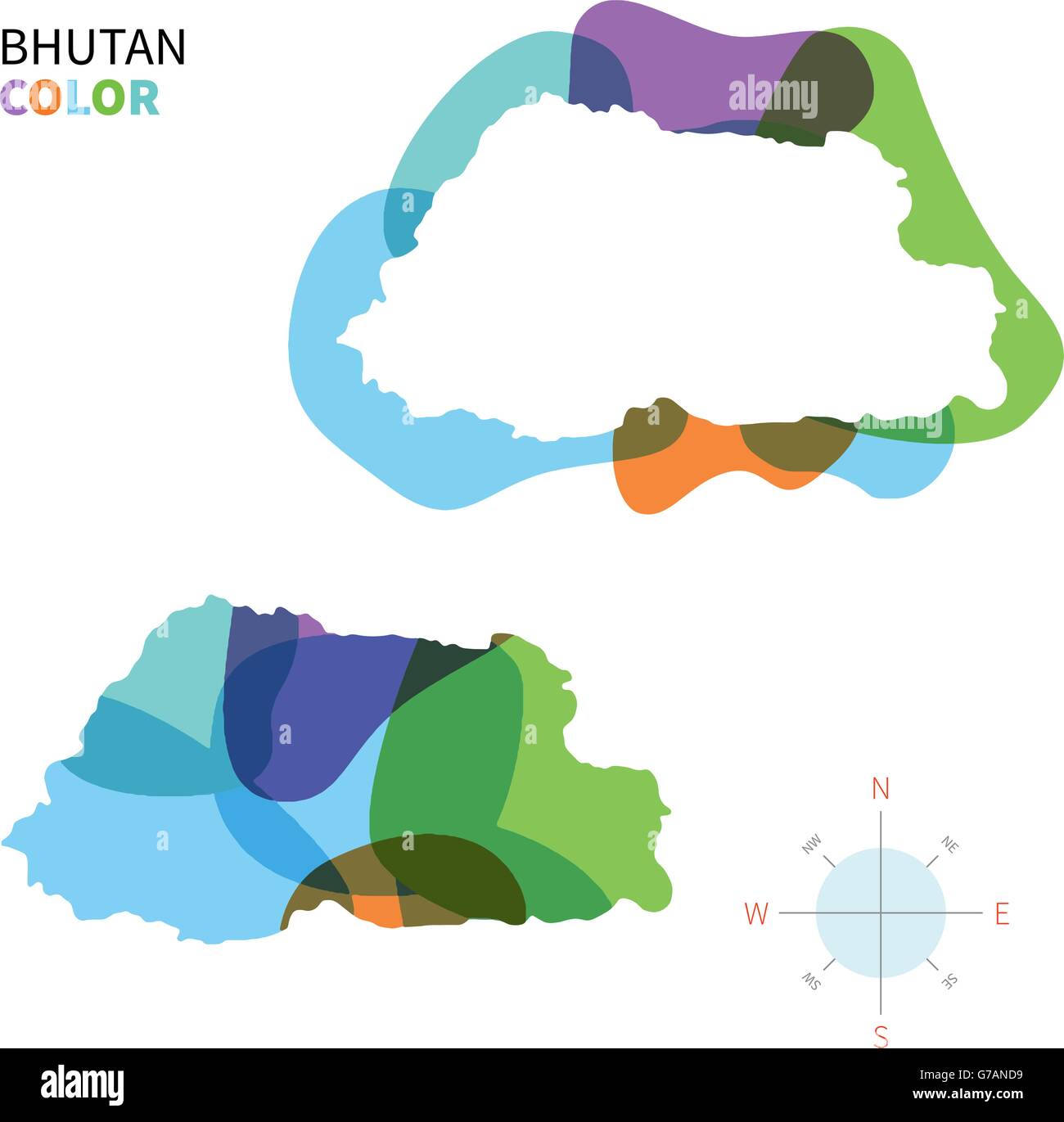 Abstract vector color map of Bhutan Stock Vector
