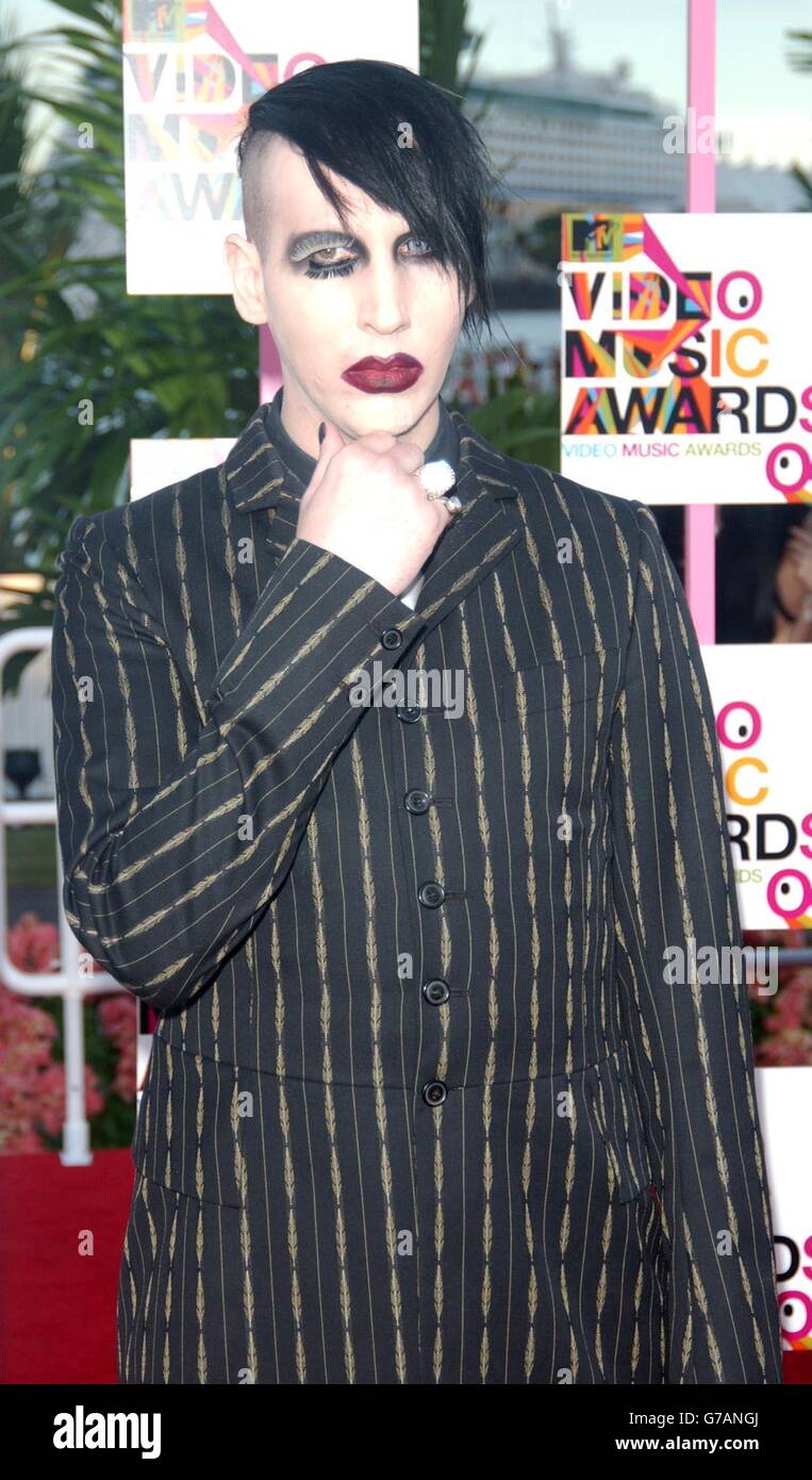 Singer Marilyn Manson arrives for the MTV Video Music Awards at the ...