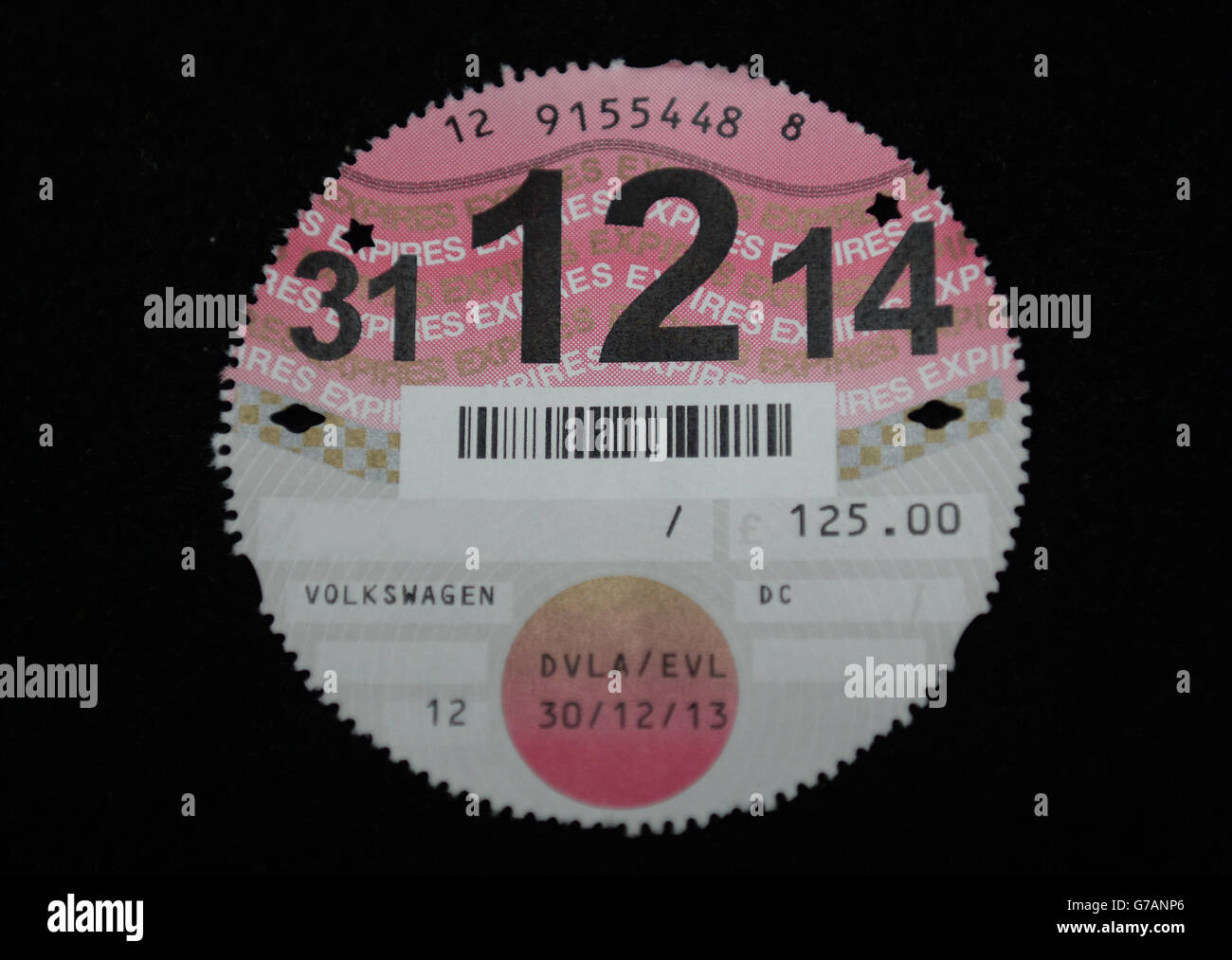 Car tax disc Stock Photo Alamy