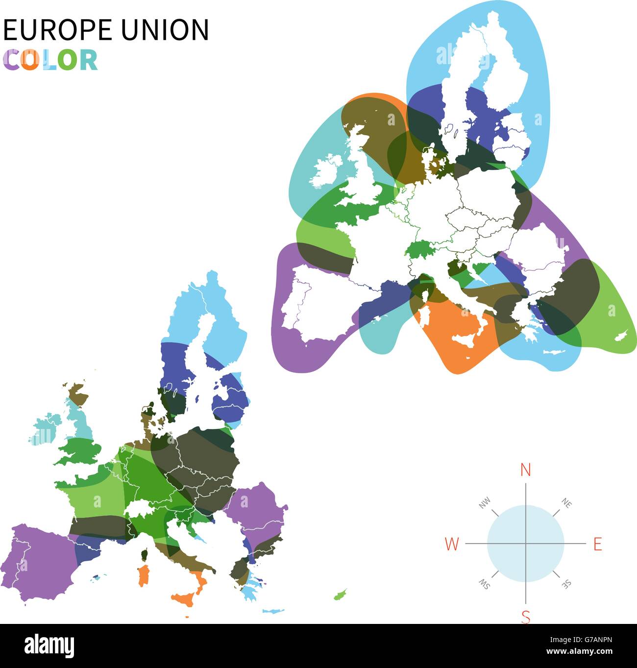 Abstract vector color Political map of Europe Stock Vector Image & Art