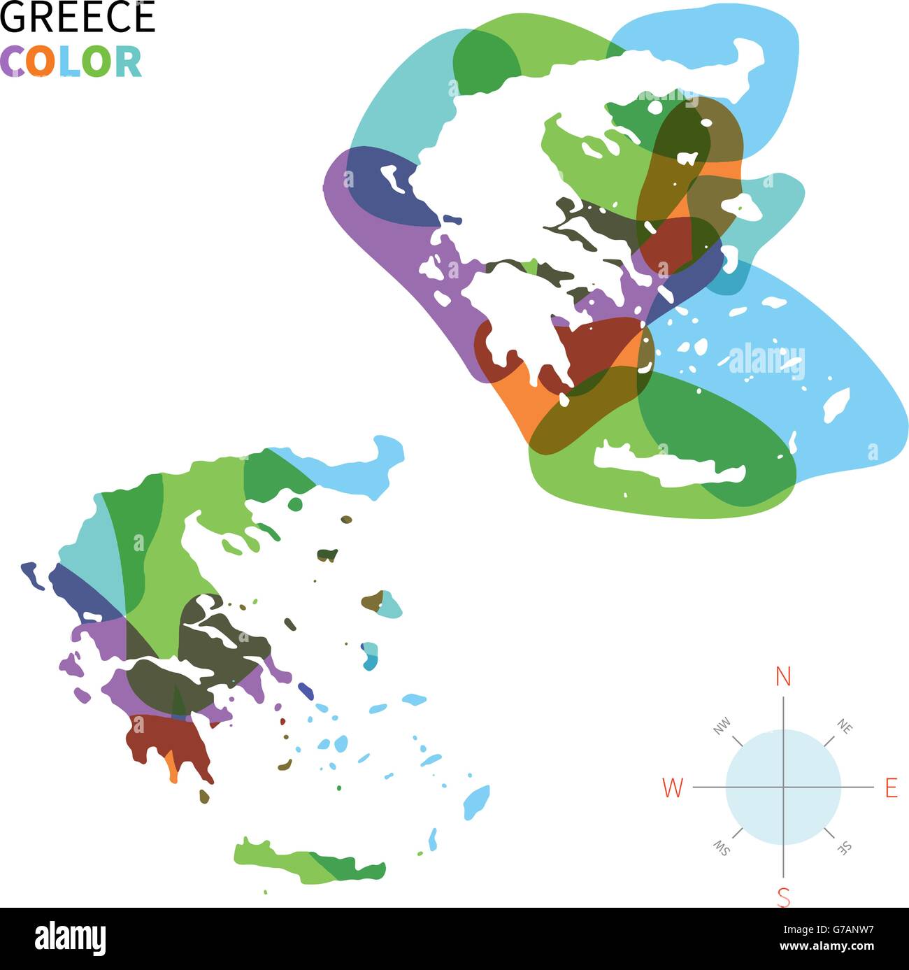 Abstract vector color map of Greece Stock Vector