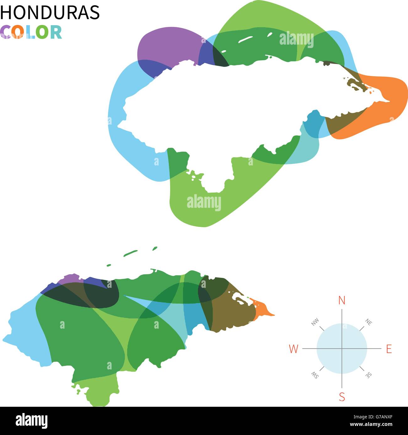 Abstract vector color map of Honduras Stock Vector