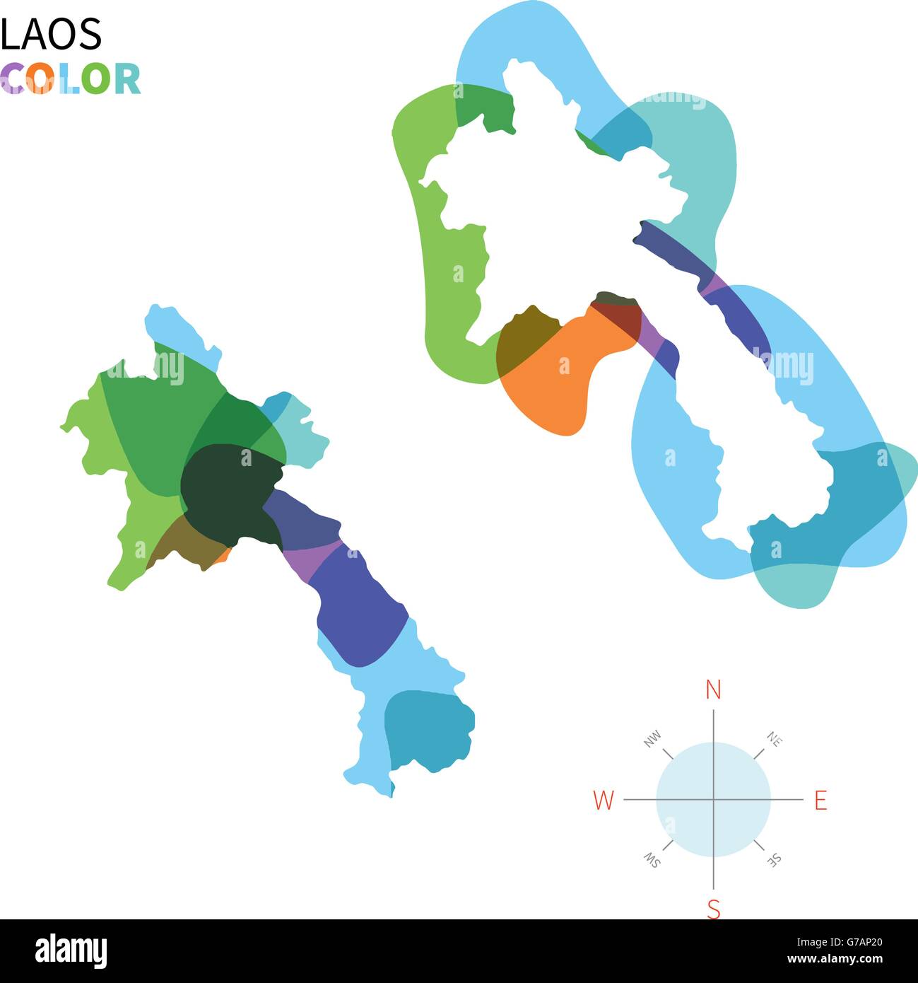 Abstract vector color map of Laos Stock Vector