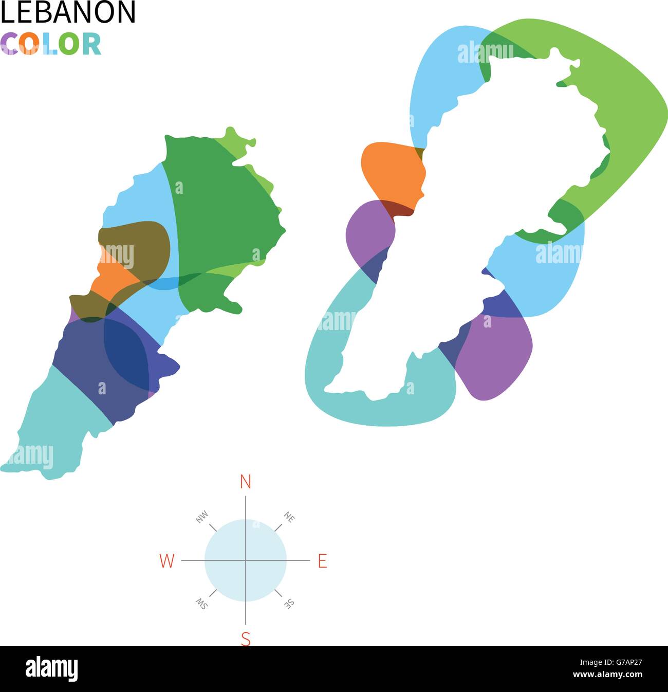 Abstract vector color map of Lebanon Stock Vector