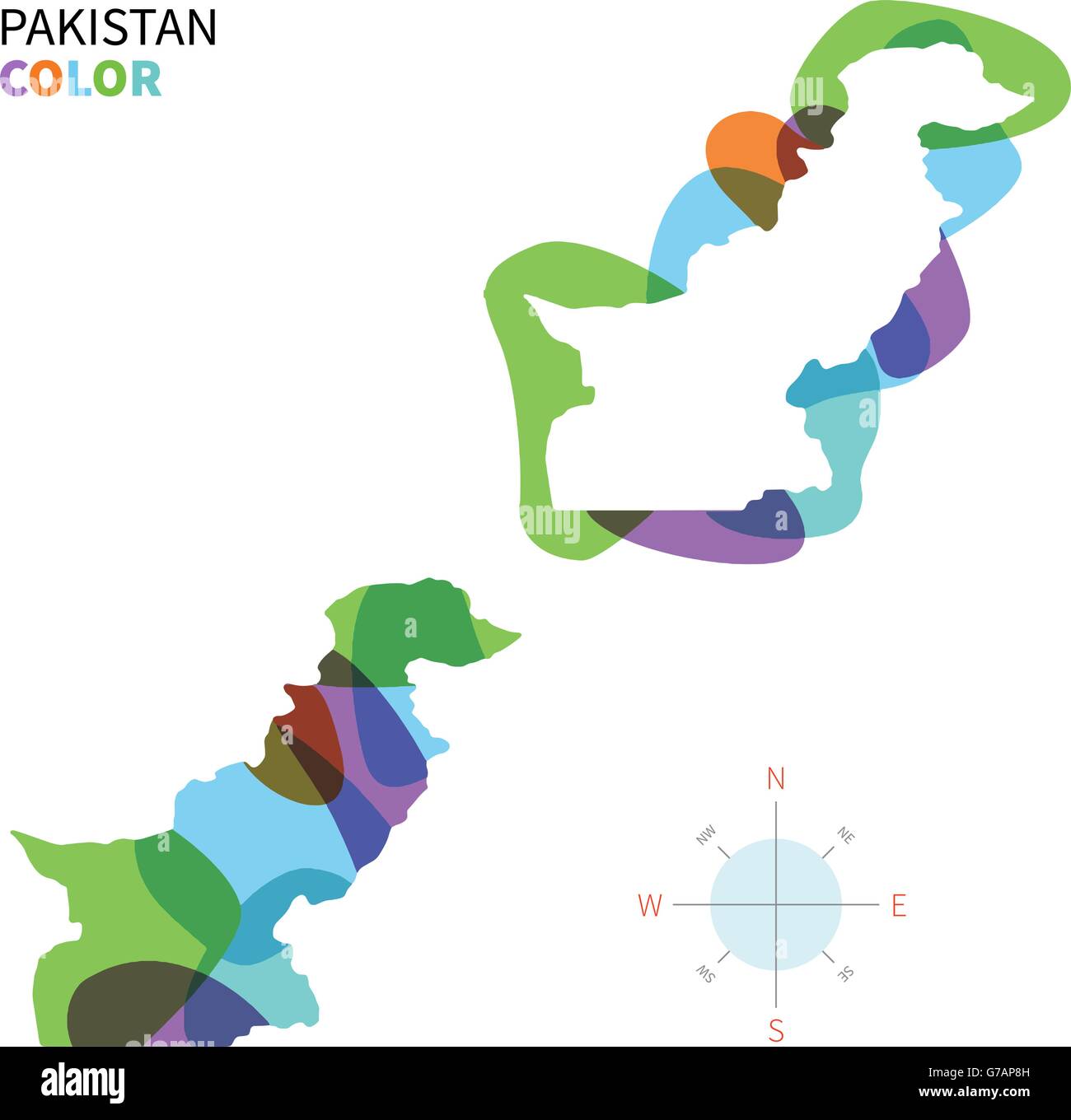 Abstract vector color map of Pakistan Stock Vector