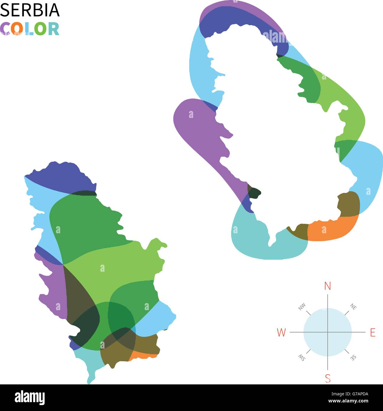 Abstract vector color map of Serbia Stock Vector