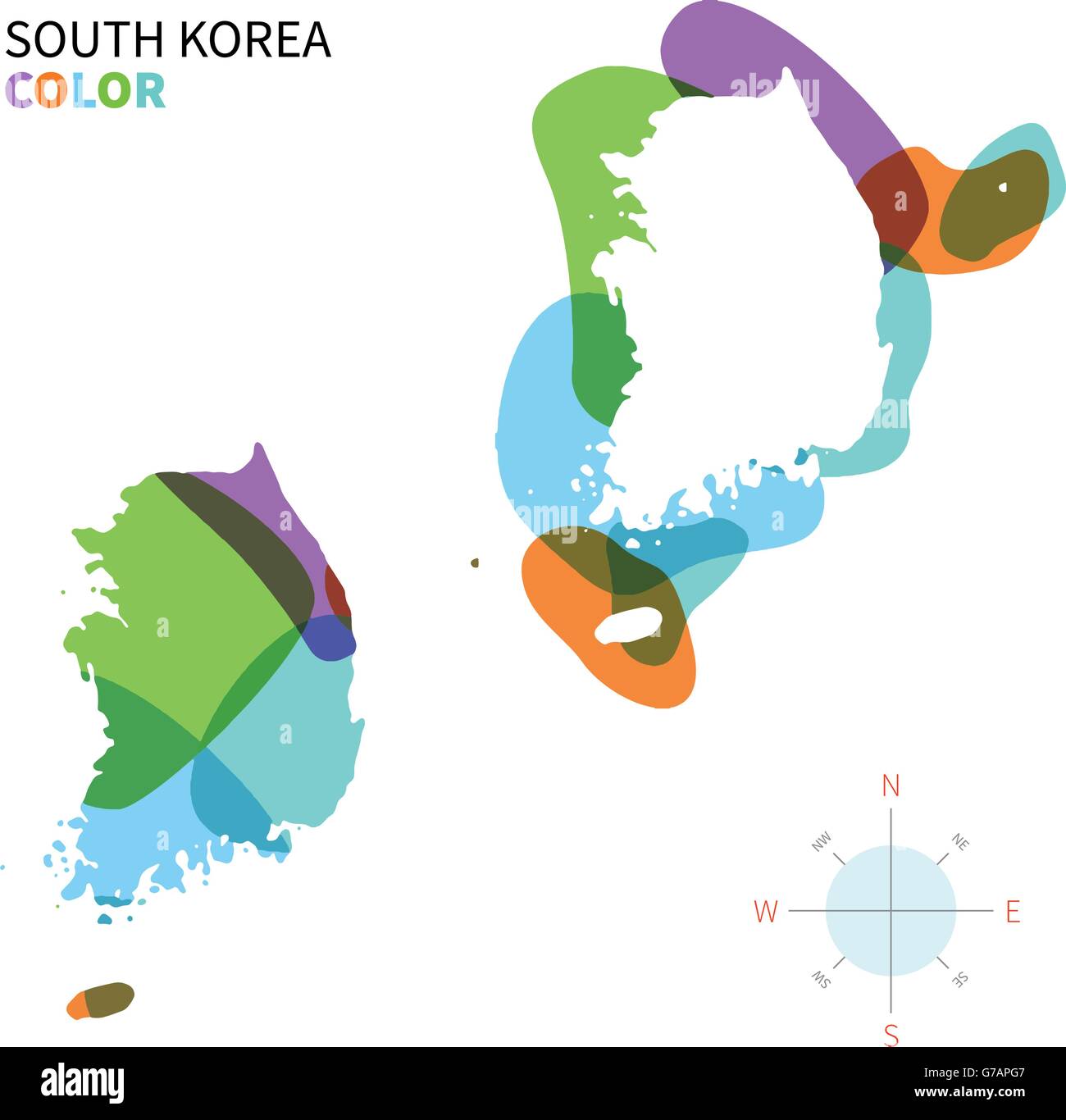Abstract vector color map of South Korea Stock Vector Image & Art - Alamy