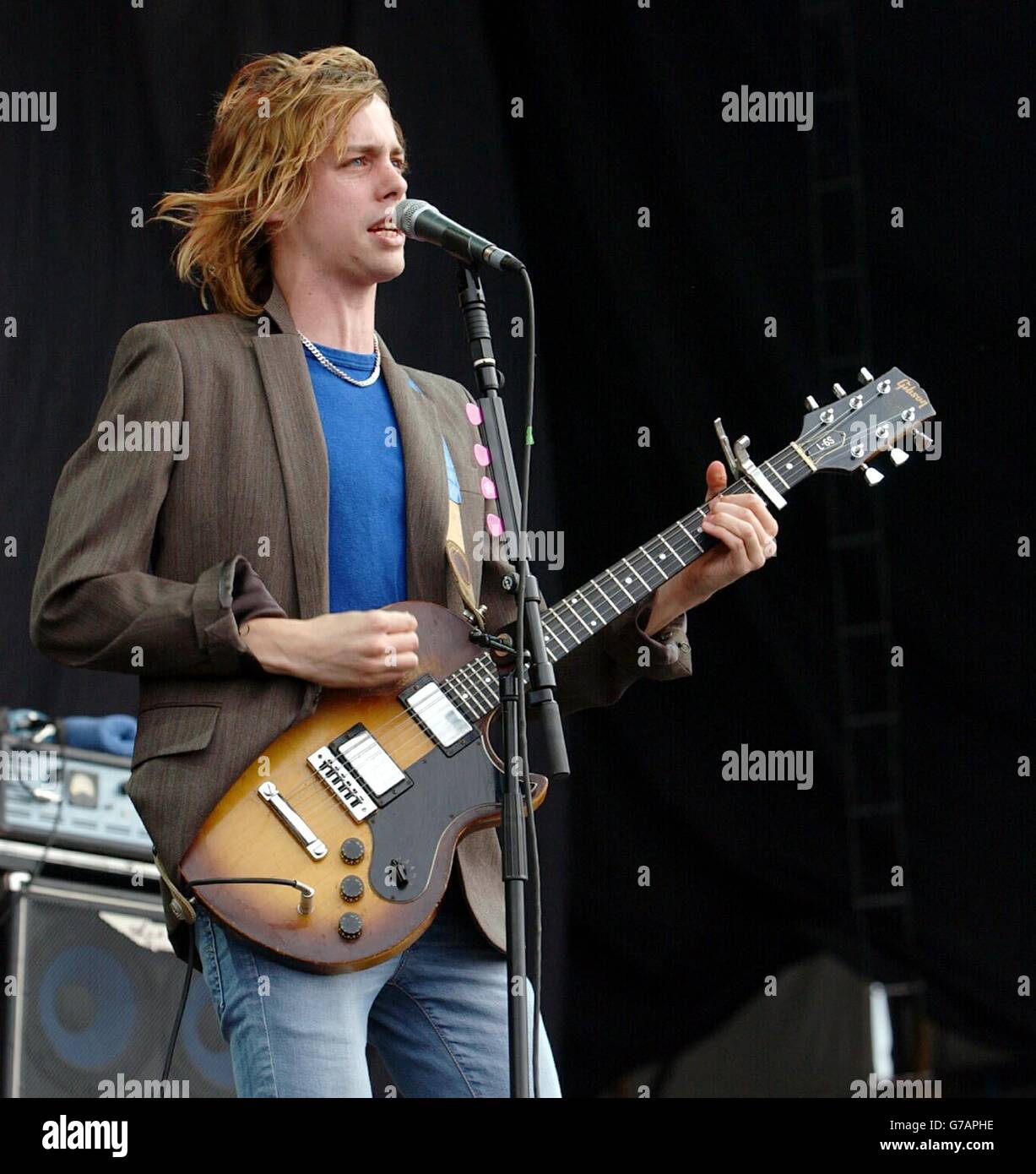 Johnny Borrell of Razorlight performing on the Main Stage, during the ...