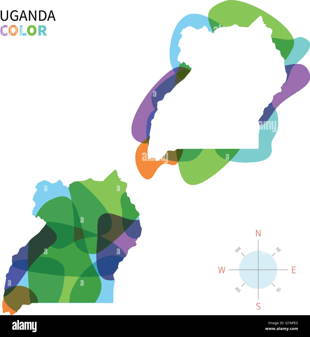 Abstract vector color map of Uganda Stock Vector