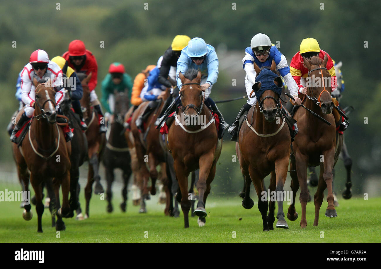 Treasure the ridge (white cap) ridden by Danny Brock on the way to winning  The St James Theatre Handicap during The National Youth Music Theatre  Charity Raceday at Sandown Park, Sandown Stock