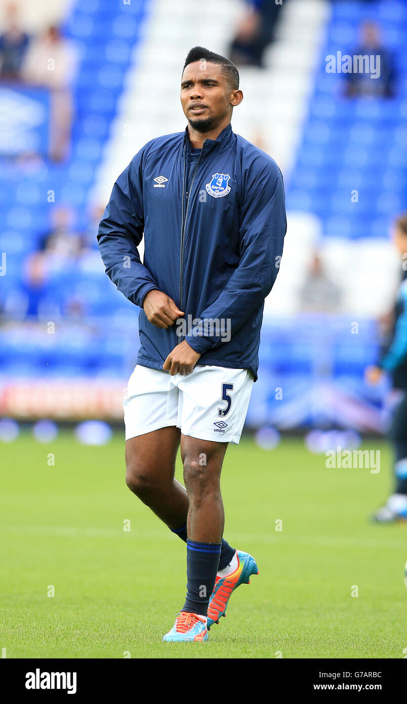Sam Goodison Everton's Samuel Eto'o before the Barclays Premier League match at ...