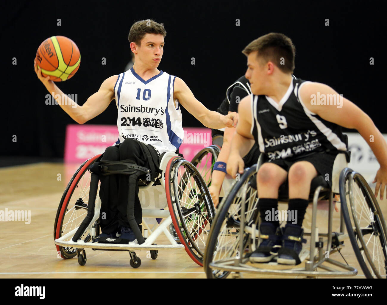 Luke Pearce as Scotland play England North in the Wheelchair Basketball at the Sainsbury's 2014