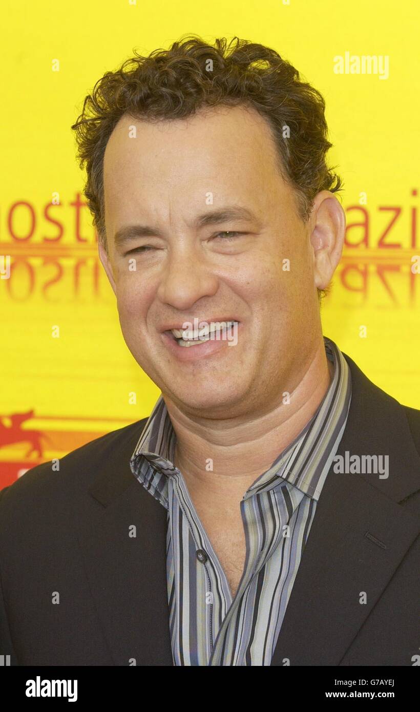 US actor Tom Hanks during a photocall at the Lido in Venice to promote his new film Terminal during the 61st International Venice Film Festival. Stock Photo