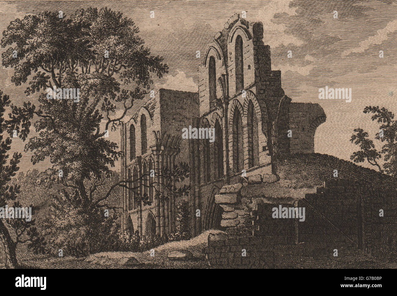 ROCHE ABBEY. 'Roch Abbey, Yorkshire'. GROSE, antique print 1776 Stock Photo