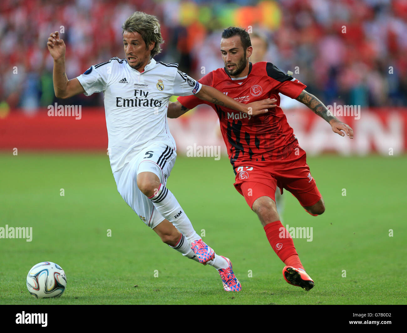 Soccer - 2014 UEFA Super Cup - Sevilla v Real Madrid - Cardiff City Stadium Stock Photo
